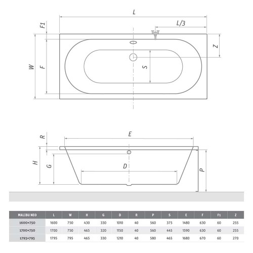 Roth MALIBU NEO /170 9190000 Прямоугольная акриловая ванна image 3