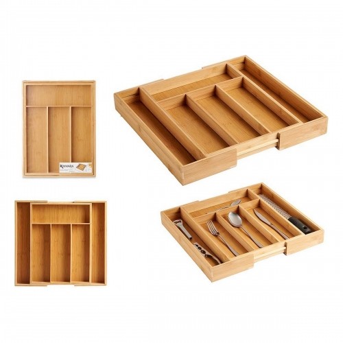 Cutlery Organiser Extendable Brown Bamboo (29 x 5 x 38 cm) image 3