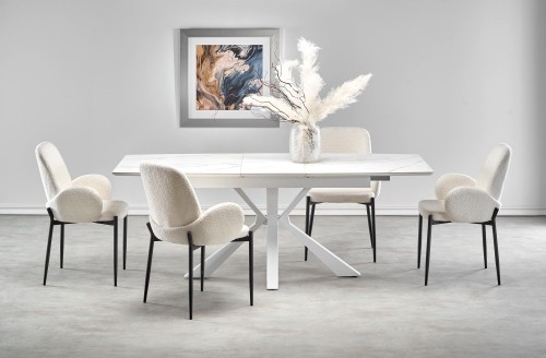Halmar VIVALDI extension table white marble, leg white image 3