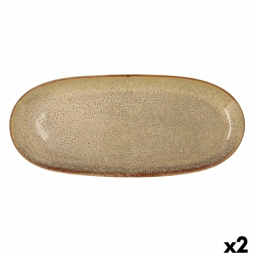 Plate Bidasoa Ikonic Ceramic Brown (36 x 16 cm) (Pack 2x) image 3