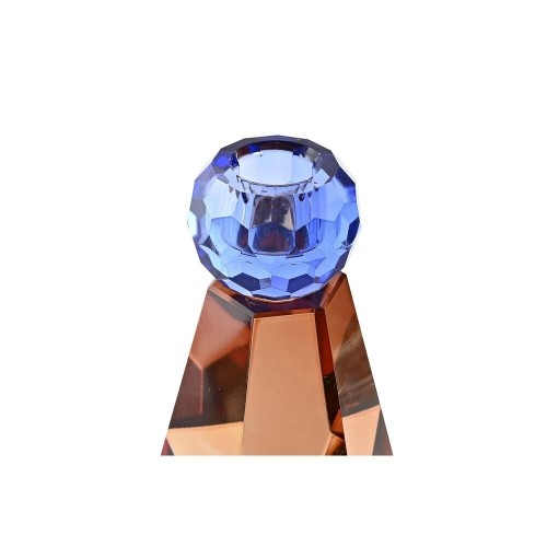 Candleholder DKD Home Decor Blue Amber Bicoloured Crystal 7 x 7 x 12 cm image 3