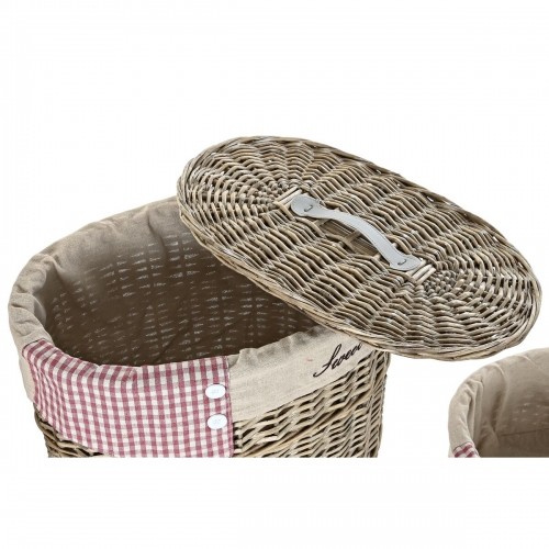 Set of Baskets DKD Home Decor Red Beige Natural wicker Cottage 51 x 37 x 56 cm (5 Pieces) (5 Units) image 3
