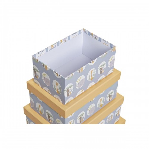 Set of Stackable Organising Boxes DKD Home Decor animals Blue Cardboard (43,5 x 33,5 x 15,5 cm) image 3