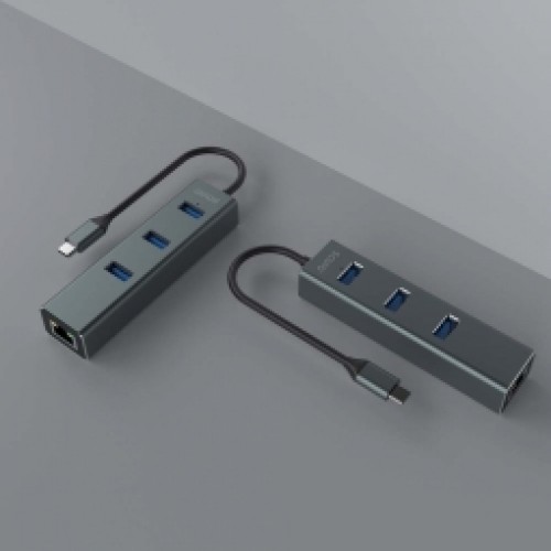 USB Centrmezgls Savio 3-port USB-C 3.1 GEN 1 hub with RJ-45 Gigabit Ethernet image 3