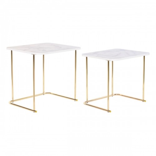 Set of 2 tables DKD Home Decor White Golden 51 x 43 x 49 cm image 3