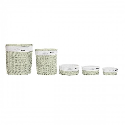 Set of Baskets DKD Home Decor Green wicker 51 x 37 x 56 cm (5 Pieces) image 3