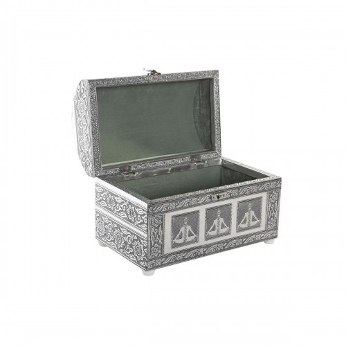 Jewelry box DKD Home Decor Green Silver Wood Aluminium 25 x 15 x 18 cm image 3