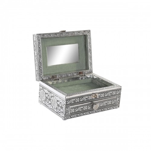 Jewelry box DKD Home Decor 17,5 x 13 x 8 cm Silver Wood Aluminium Green image 3