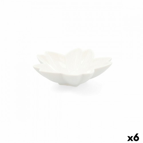 поднос для закусок Quid Select Цветок Керамика Белый (11 cm) (Pack 6x) image 3