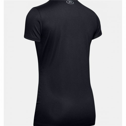 Women’s Short Sleeve T-Shirt Under Armour Tech SSV Solid Black image 3