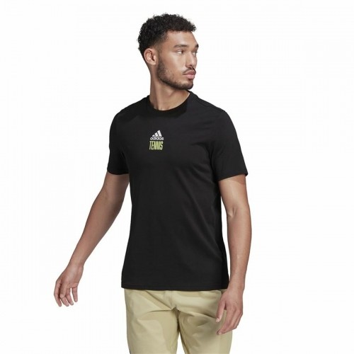 Men’s Short Sleeve T-Shirt Adidas Aeroready Paris Graphic Tennis Black image 3