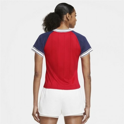 Women’s Short Sleeve T-Shirt Nike Tennis Blue Red image 3