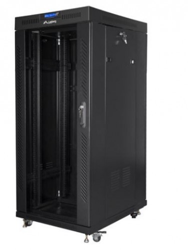 Lanberg 19 inch installation cabinet, standing, 27u 800x1000 black, lcd glass door (flat pack) image 3