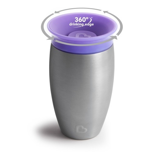 MUNCHKIN stainless steel sippy Cup, purple, Miracle 360, 12m+, 296ml, 05190901 image 3