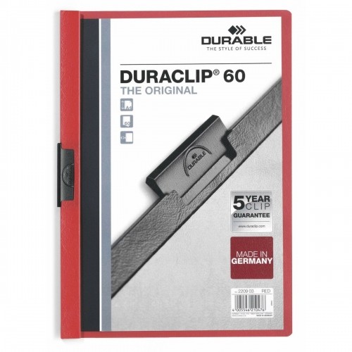 Document Folder Durable Duraclip 60 Red Transparent A4 25 Pieces image 3