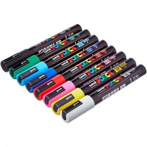 Set of Felt Tip Pens Uni-Ball POSCA Basic PC-5M Multicolour 8 Pieces (8 Units) image 3