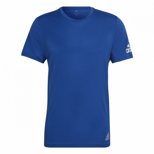 Men’s Short Sleeve T-Shirt Adidas Run It  Blue image 3