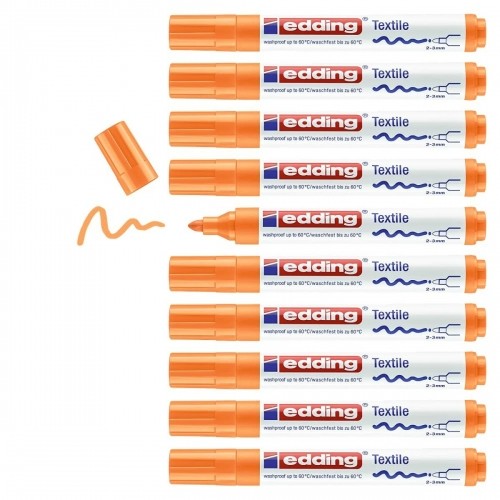 Постоянный маркер Edding 4500 Текстиль Флюоресцентный Оранжевый 10 штук image 3