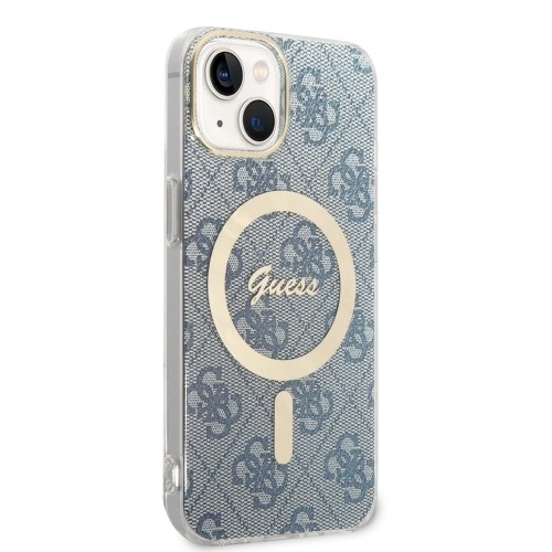Guess 4G MagSafe Compatible Case + Wireless Charger for iPhone 14 Blue image 3