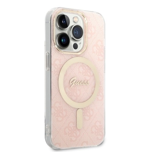 Guess 4G MagSafe Compatible Case + Wireless Charger for iPhone 14 Pro Pink image 3