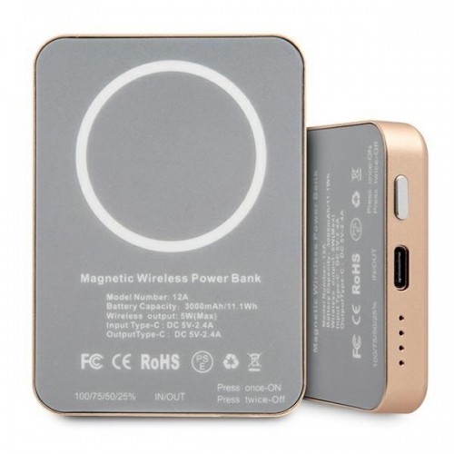 Guess Powerbank indukcyjny 5W GUPBMSVSLG 3000mAh złoty|gold MagSafe image 3