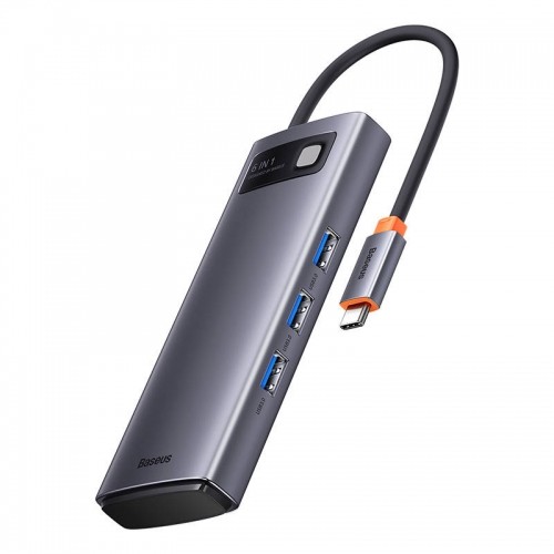 Hub 6in1 Baseus Metal Gleam Series, USB-C to 3x USB 3.0 + USB-C PD +  microSD|SD image 3