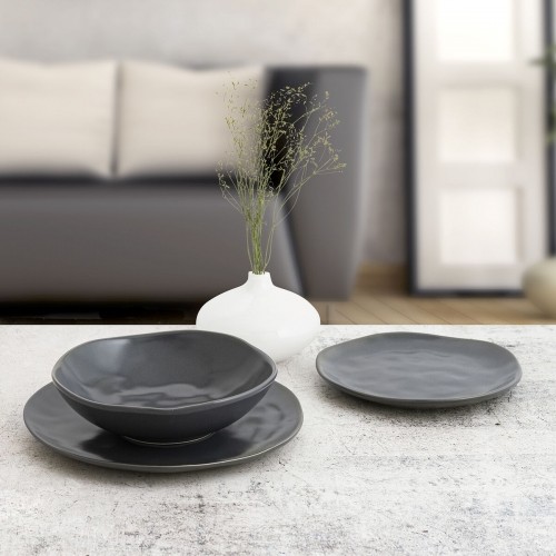 Deep Plate Bidasoa Cosmos Ceramic Black (22 cm) (12 Units) image 3