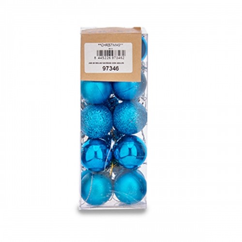 Set of Christmas balls Ø 3 cm Blue Plastic (12 Units) image 3