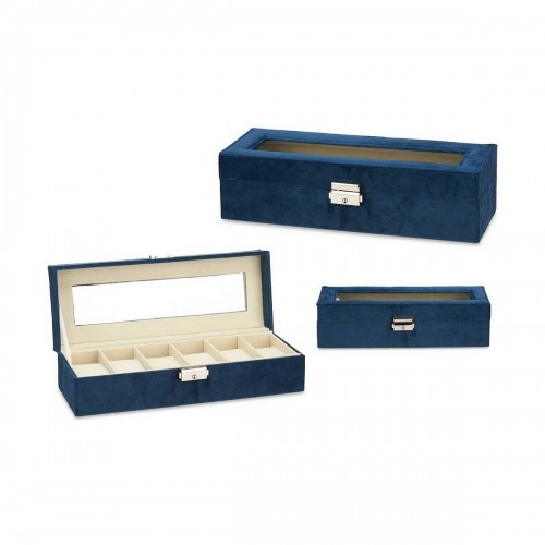 Box for watches Blue Metal (30,5 x 8,5 x 11,5 cm) (6 Units) image 3