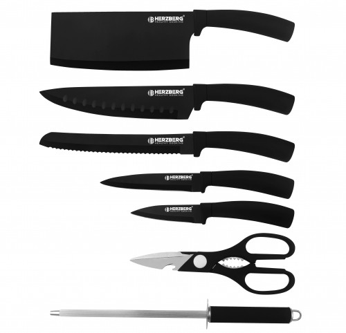 Herzberg Cooking Herzberg 8 Pieces Knife Set with Acrylic Stand-Black image 3
