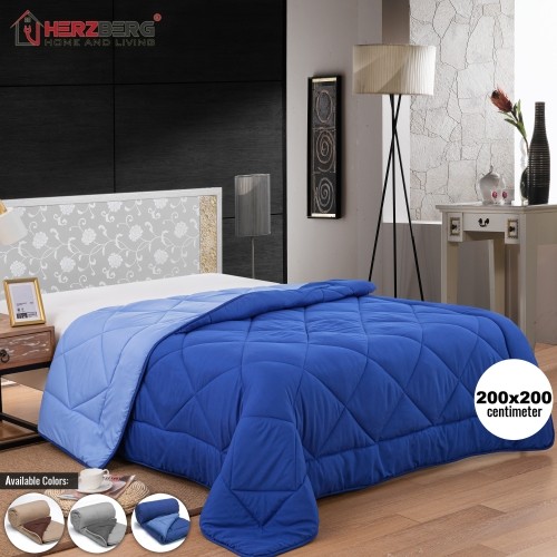 Herzberg Home & Living Herzberg HG-2020BCO: Bicolor Microfiber Duvet - 200x200cm Blue image 3