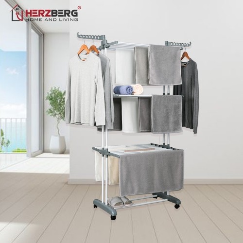 Herzberg Home & Living Herzberg HG-8034GRY: Moving Clothes Rack - Grey image 3
