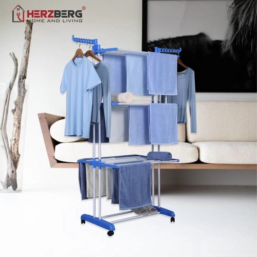 Herzberg Home & Living Herzberg HG-8034BLU: Moving Clothes Rack - Blue image 3