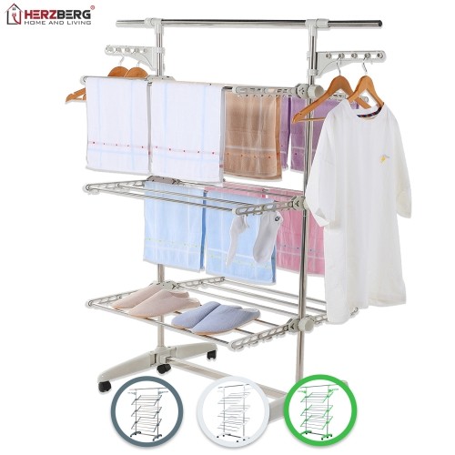 MSY Herzberg 3-Tier Clothes Laundry Drying Rack Green image 3