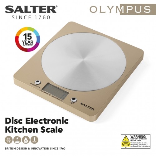 Salter 1036 OLFEU16 Olympic Disc Electronic Digital Kitchen Scales Gold image 3