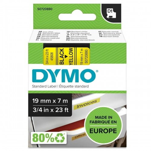 Ламинированная лента для фломастеров Dymo D1-19 45808 LabelManager™ Чёрный Жёлтый 19 mm (5 штук) image 3