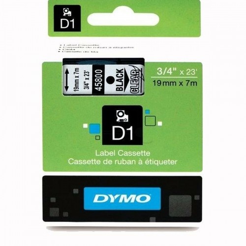 Laminated Tape for Labelling Machines Dymo D1 45800 LabelManager™ Black Transparent (5 Units) image 3