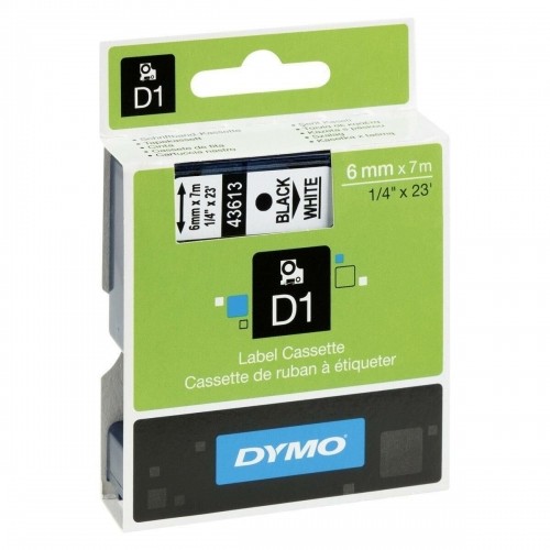 Laminēta lente iekārtu marķēšanai Dymo D1 43613 LabelManager™ Balts 6 mm Melns (5 gb.) image 3