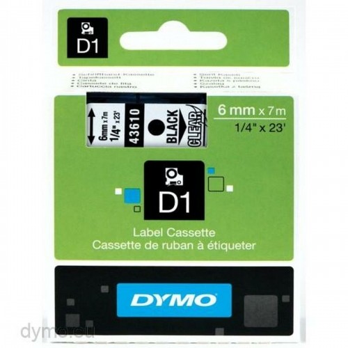 Laminated Tape for Labelling Machines Dymo D1 43610 6 mm LabelManager™ Black Transparent (5 Units) image 3