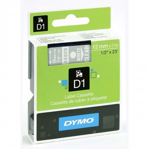 Laminēta lente iekārtu marķēšanai Dymo D1 45020 LabelManager™ Caurspīdīgs Balts 12 mm (5 gb.) image 3
