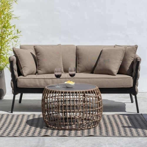 Centre Table Ariki Table Steel Rattan Tempered Glass synthetic rattan 73 x 61 x 46 cm image 3