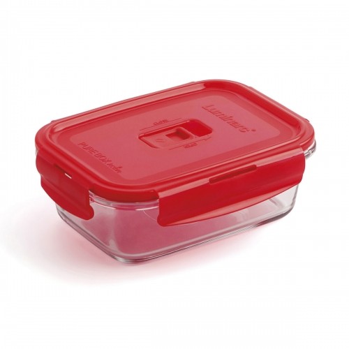 Hermetic Lunch Box Luminarc Pure Box 19 x 13 cm Red 1,22 L Glass (6 Units) image 3