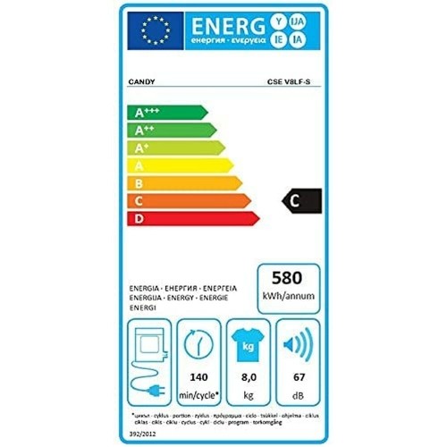 Kondensācijas žāvētājs Candy CSE V8LF-S Balts 8 kg image 3
