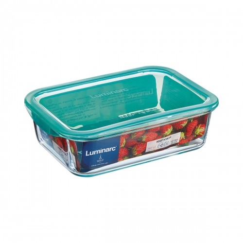 Прямоугольная коробочка для завтрака с крышкой Luminarc Keep'n Lagon 16 x 11,3 x 6 cm бирюзовый 820 ml Cтекло (6 штук) image 3