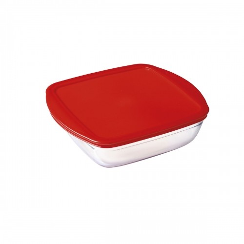 Квадратная коробочка для завтраков с крышкой Ô Cuisine Cook & Store Красный 1 L 20 x 17 x 6 cm Силикон Cтекло (6 штук) image 3