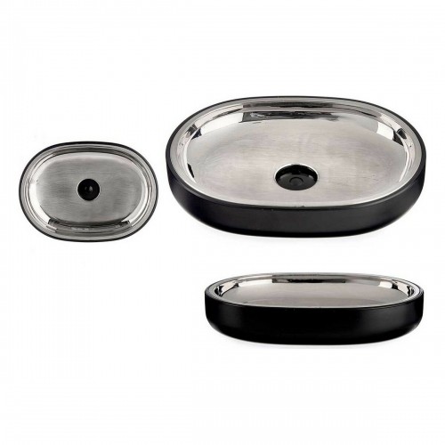 Soap dish Black Stainless steel Plastic 9,5 x 2,5 x 13 cm (6 Units) image 3