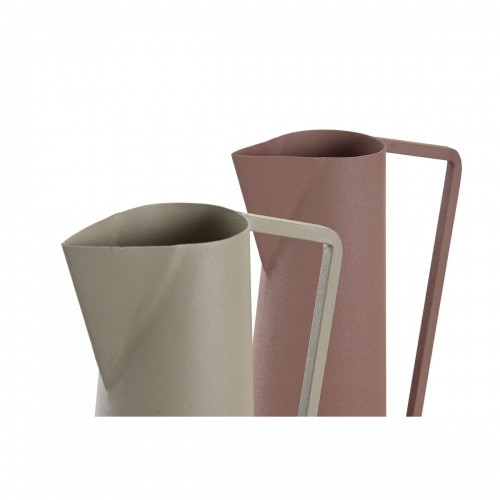 Vase DKD Home Decor Beige Pink Iron 12 x 10 x 35 cm (2 Units) image 3