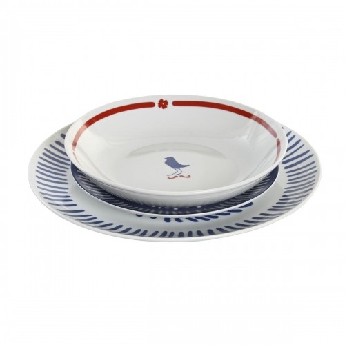 Dinnerware Set DKD Home Decor Porcelain Red Blue White 27 x 27 x 3 cm 18 Pieces image 3