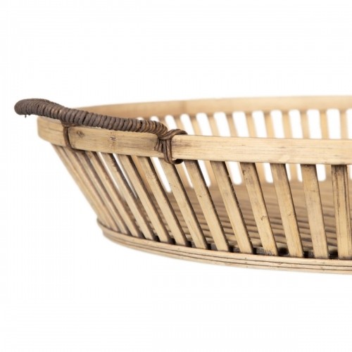Snack tray 50 x 50 x 9,5 cm Natural Rattan (2 Units) image 3