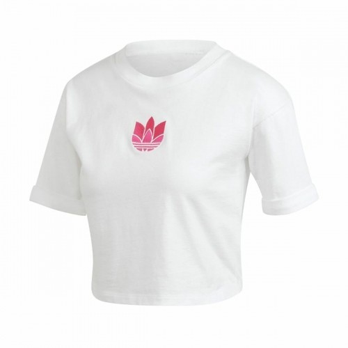 Women’s Short Sleeve T-Shirt Adidas Adicolor 3D Trefoil White image 3